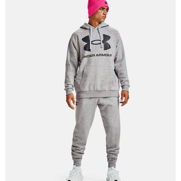 Bluza męska Rival Fleece Big Logo Hoodie Under Armour - szary melanż