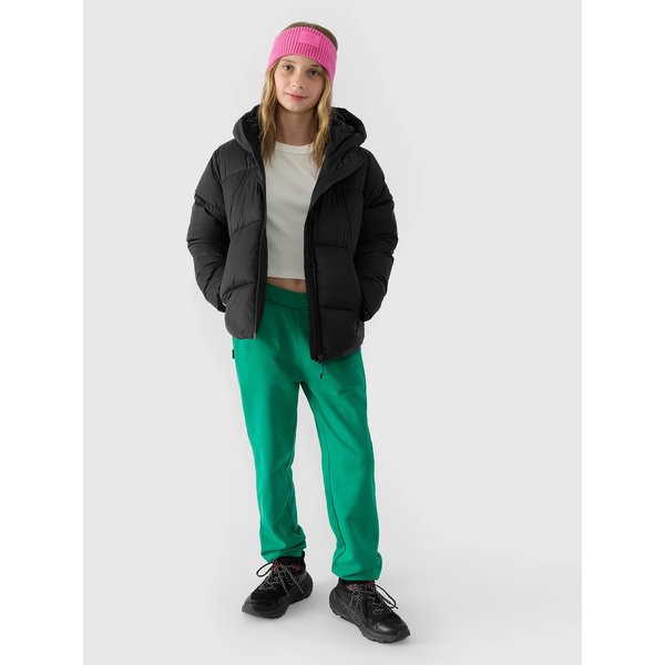 Kurtka puchowa dziewczęca TDJAF450 4F - głęboka czerń