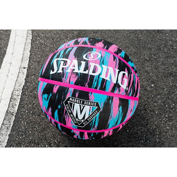 Piłka do koszykówki Marble 7 Spalding - fioletowy