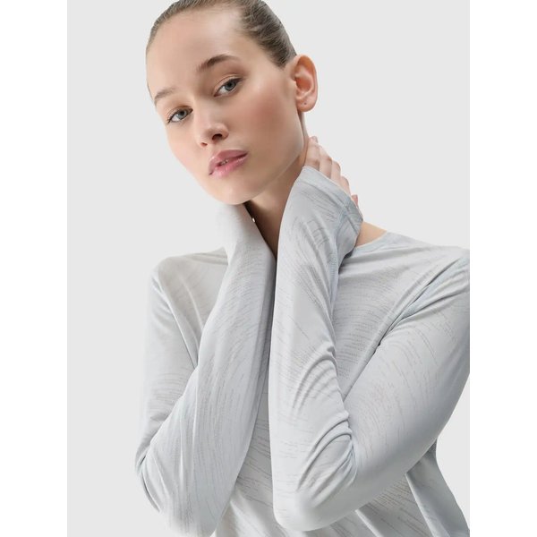 Longsleeve damski TFLOF328 4F - chłodny jasny szary