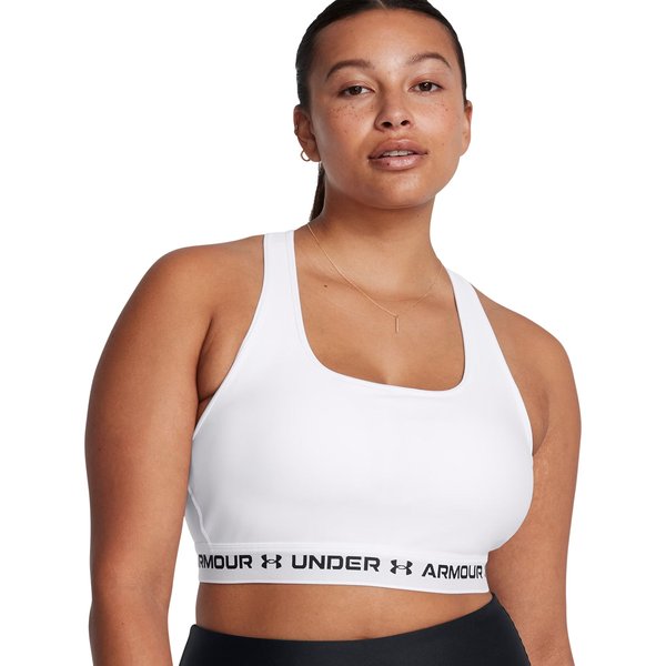 Biustonosz sportowy damski Crossback Mid Bra Under Armour - biały