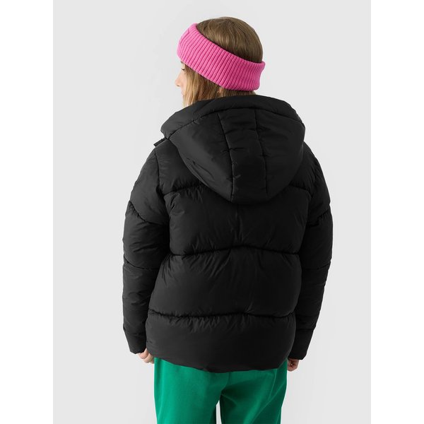 Kurtka puchowa dziewczęca TDJAF450 4F - głęboka czerń