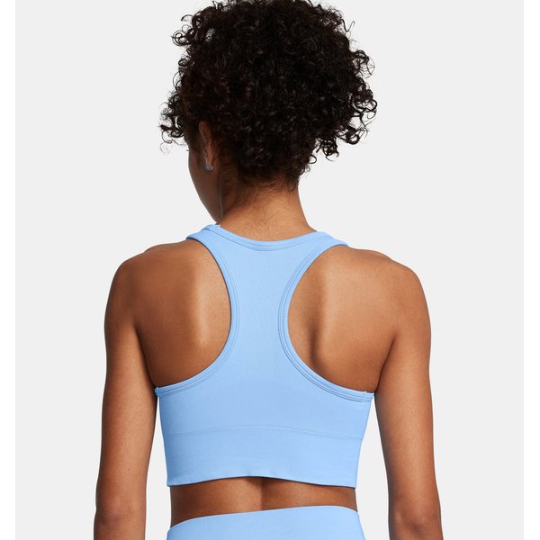 Biustonosz sportowy damski Vanish Seamless Mid Bra Under Armour - Horizon Blue/White