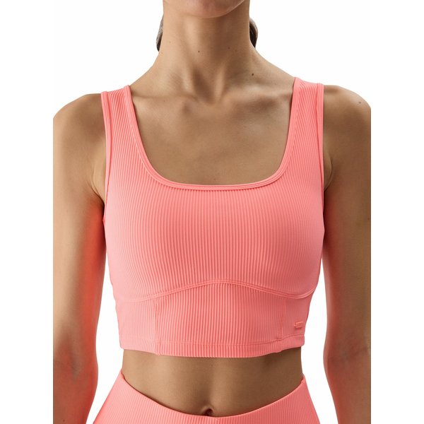 Bezrękawnik, crop top damski 4FWSS24TSLEF072 4F - koral neon