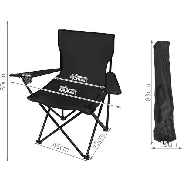 Krzesło, fotel kempingowy, wędkarski - czarny