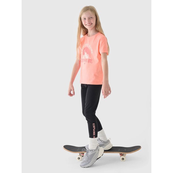 Koszulka dziewczęca TTSHF1548 4F - łososiowy neon