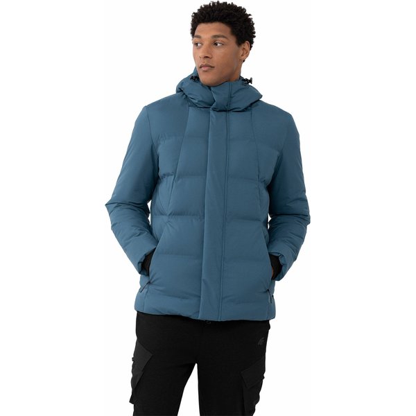 Kurtka puchowa męska 4FAW23TDJAM249 4F - denim