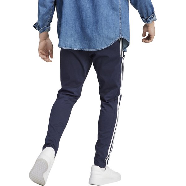 Spodnie dresowe męskie Essentials Stingle Jersey Tapered Open Hem 3-Stripse Adidas - granatowe