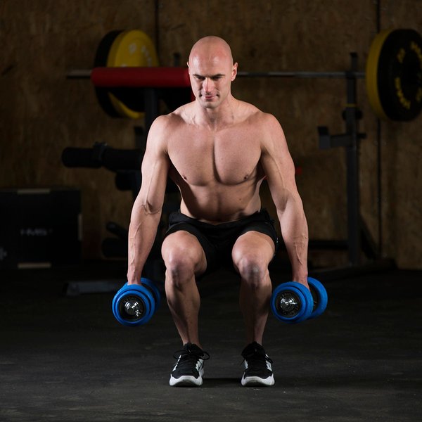 Hantle żeliwne ogumowane ze sztangą 2x15kg HMS