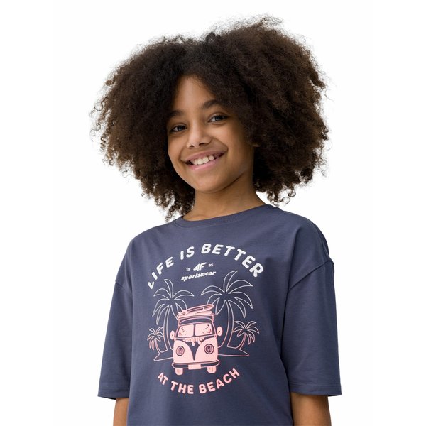 Koszulka dziewczęca 4FJWSS24TTSHF1146 4F - antracyt