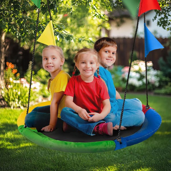 Huśtawka ogrodowa, bocianie gniazdo z flagami XXL Outtec - multikolor