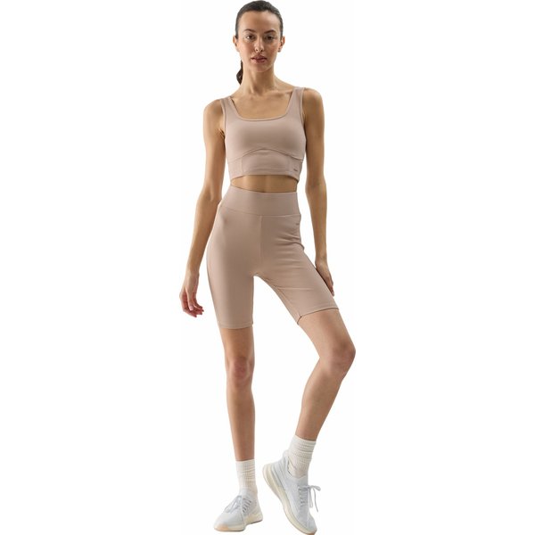 Bezrękawnik, crop top damski 4FWSS24TSLEF072 4F - beż
