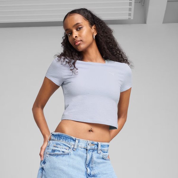 Koszulka, crop top damski Dare To Textured Baby Tee Puma - Cool Weather