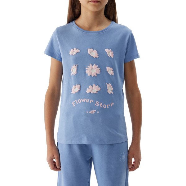 Koszulka dziewczęca 4FJWSS24TTSHF1150 4F - denim