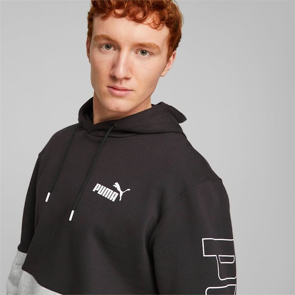 Bluza męska Power Colorblock Hoodie FL Puma - czarny/szary