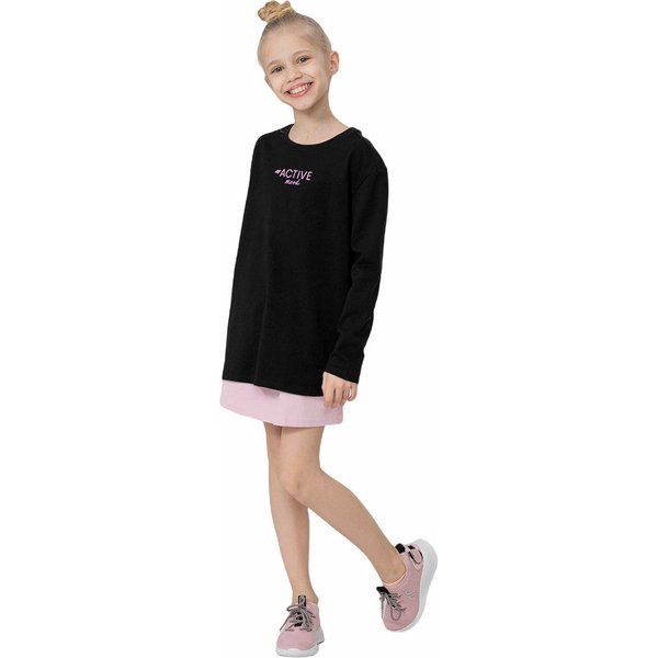 Longsleeve dziewczęcy HJL22 JTSDL002 4F - czarna