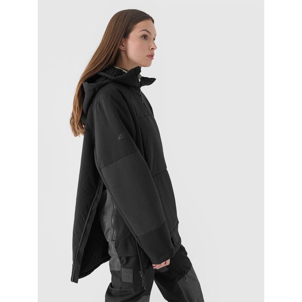 Kurtka snowboardowa damska TTJAF585 4F - głęboka czerń