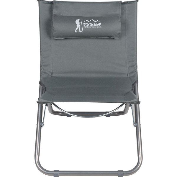 Krzesło turystyczne składane z zagłówkiem Royokamp - szare