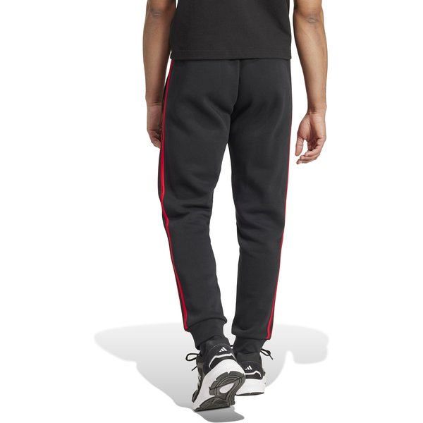 Spodnie dresowe męskie Essentials Fleece 3-Stripes Tapered Cuff Adidas - czarne/czerwony