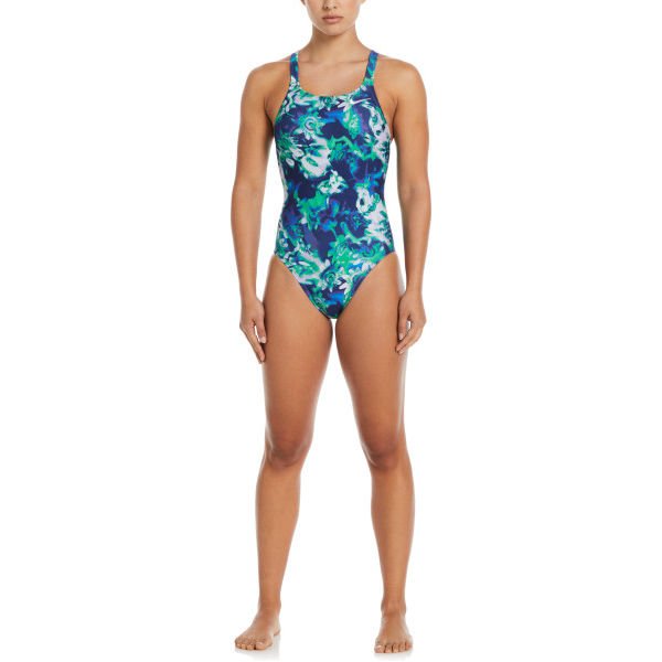 Strój kąpielowy damski Fastback One Piece Nike Swim - niebieski