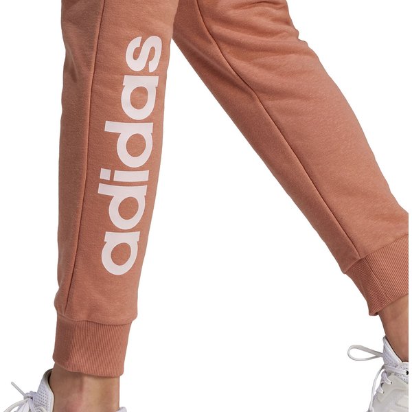 Spodnie dresowe damskie Essentials Linear French Terry Cuffed Adidas - brązowe