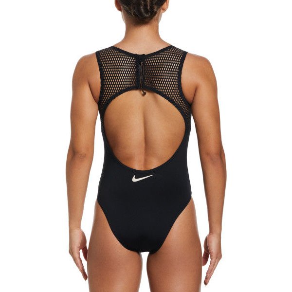 Strój kąpielowy damski Wild Keyhole Back Nike Swim - czarny