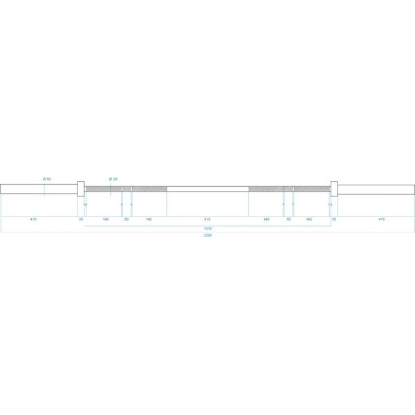 Gryf olimpijski prosty GO900 220cm 50mm z zaciskami ZG1500 HMS Premium