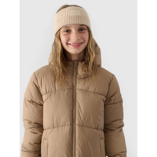 Płaszcz puchowy dziewczęcy TDJAF455 4F - beż