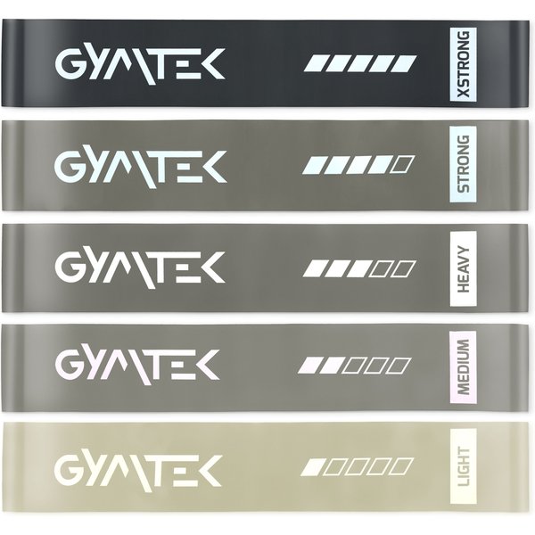 Zestaw gum oporowych do ćwiczeń 0,5-30 kg 5szt Gymtek - szare