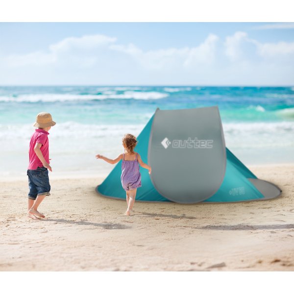 Namiot plażowy samorozkładający, parawan ogrodowy UV50 Outtec - turkusowy II