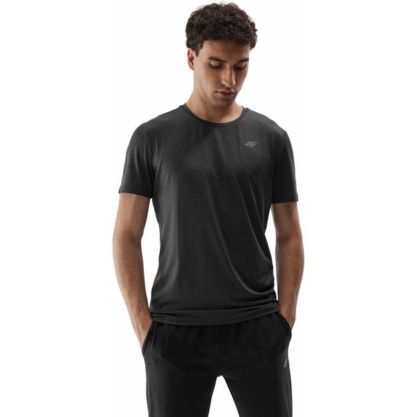 Koszulka męska 4FAW23TFTSM449 4F - głęboka czerń melanż