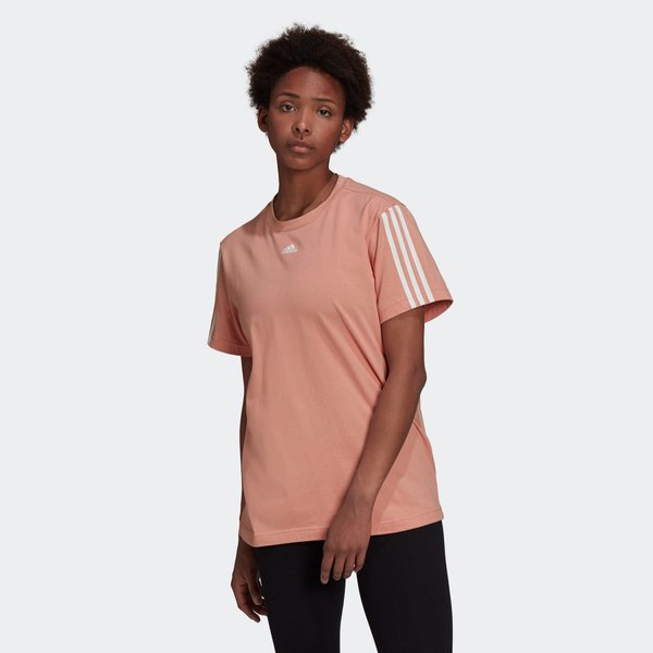 Koszulka damska 3-Stripes Essentials Boyfriend Tee Adidas - ambient blush/white