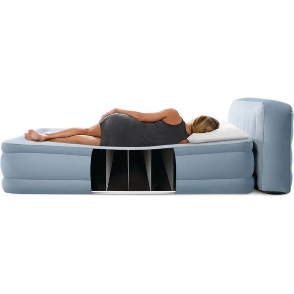 Materac 2-osobowy z zagłówkiem i pompką Plush Queen 152x236x46cm Intex