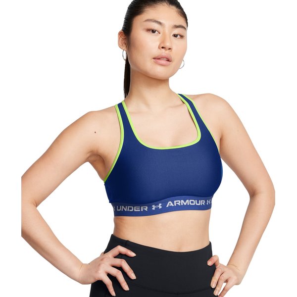 Biustonosz sportowy damski Crossback Mid Bra Under Armour - Tech Blue/Retro Green