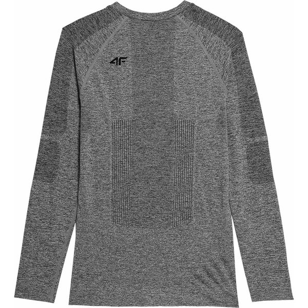 Longsleeve bezszwowy męski 4FAW23USEAM103 4F - chłodny jasny szary melanż