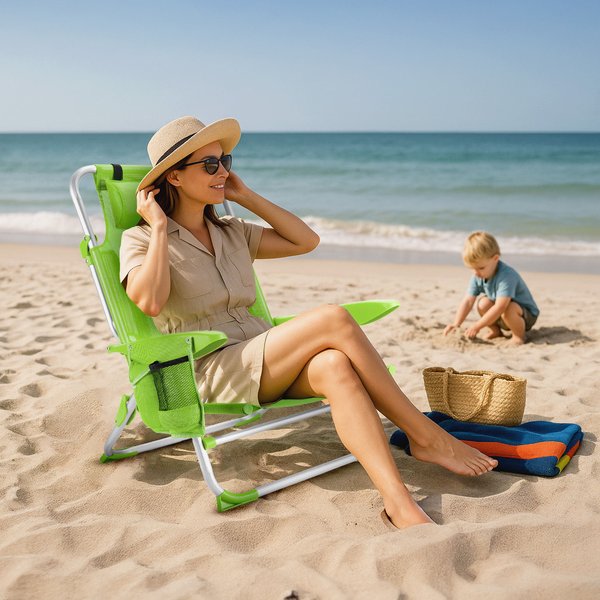 Krzesło plażowe z funkcją leżaka Sun Lite 2w1 Outtec - lime