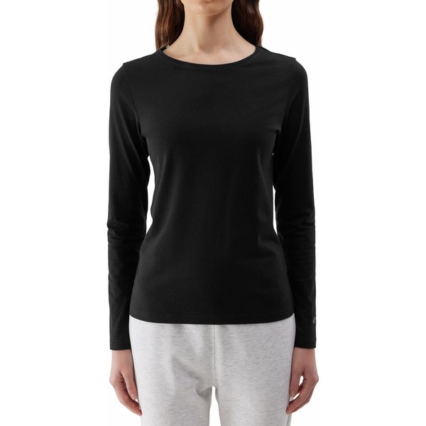 Longsleeve damski 4FWSS24TLONF218 4F - głęboka czerń