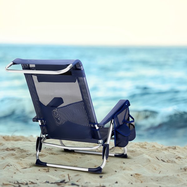 Krzesło plażowe z funkcją leżaka Sun Flex 2w1 Outtec - granatowe