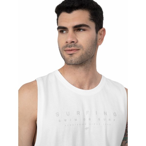Bezrękawnik, tank top męski 4FSS23TTSHM368 4F - biała