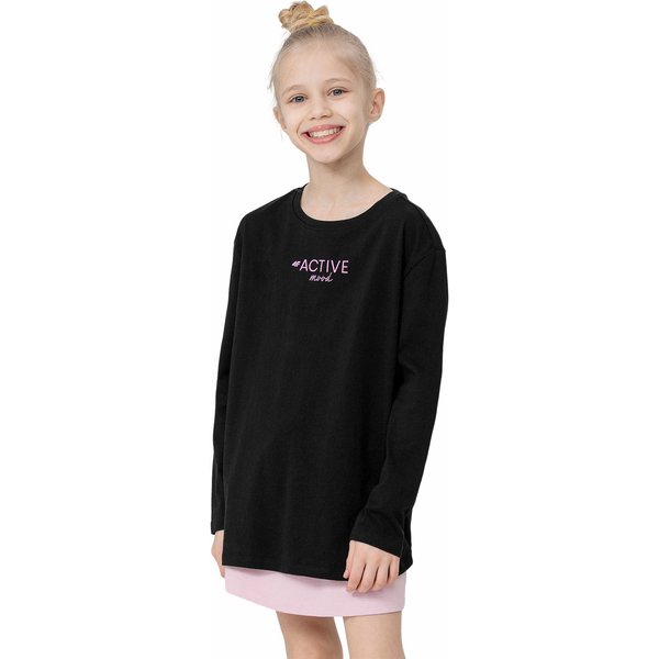 Longsleeve dziewczęcy HJL22 JTSDL002 4F - czarna