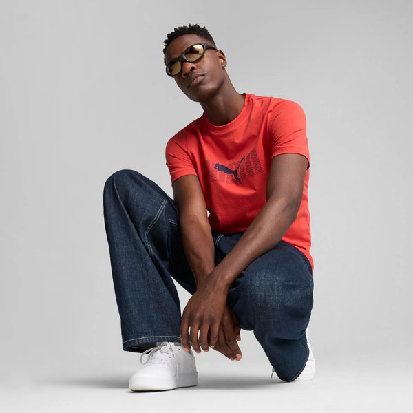 Koszulka męska Essentials Logo Lab Puma - Red Fire