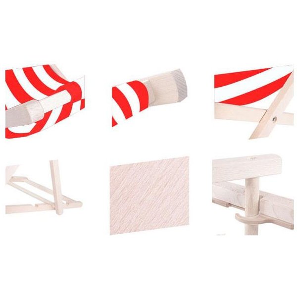 Leżak składany drewniany Springos - czerwony/pasy