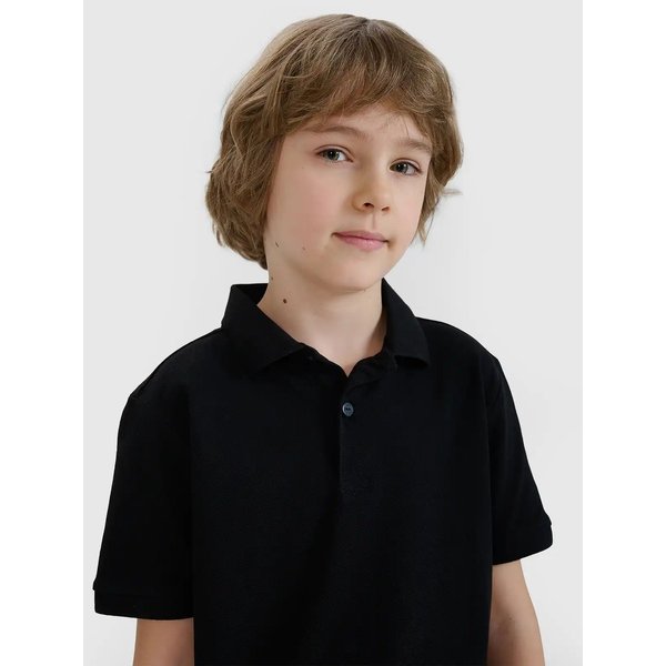 Koszulka chłopięca polo TPTSU513 4F - głęboka czerń