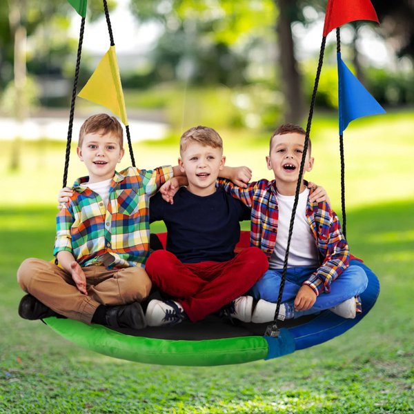 Huśtawka ogrodowa, bocianie gniazdo z flagami XXL Outtec - multikolor