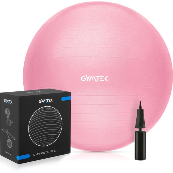Piłka gimnastyczna 65cm + pompka Gymtek - jasno - różowa