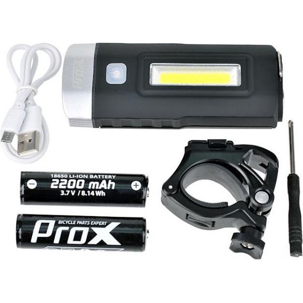 Lampa rowerowa przednia Taurus 2 x T6 + 1 x COB LED Prox