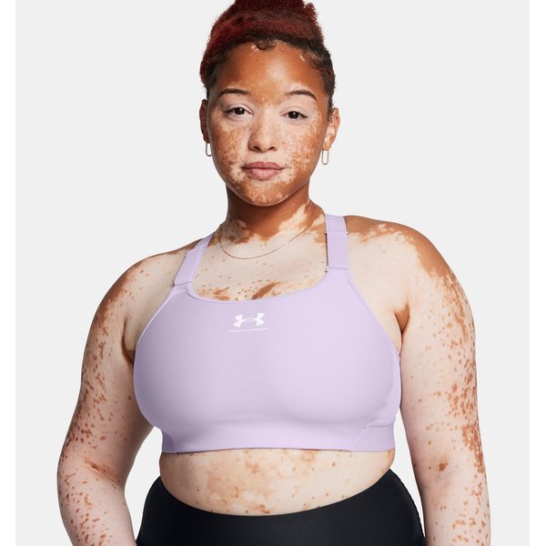 Biustonosz sportowy damski HeatGear High Under Armour - Salt Purple/White