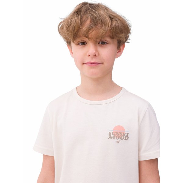 Koszulka chłopięca 4FJWSS24TTSHM1136 4F - złamana biel