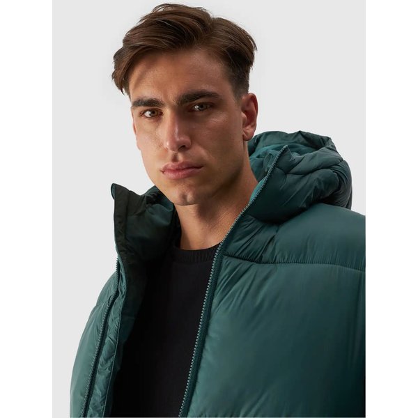 Kurtka puchowa męska TDJAM480 4F - ciemna zieleń