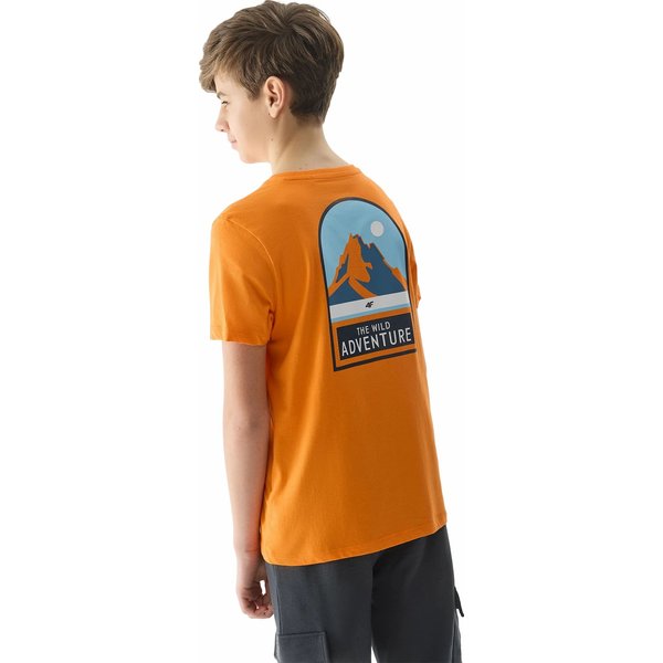 Koszulka chłopięca 4FJWSS24TTSHM1131 4F - pomarańcz